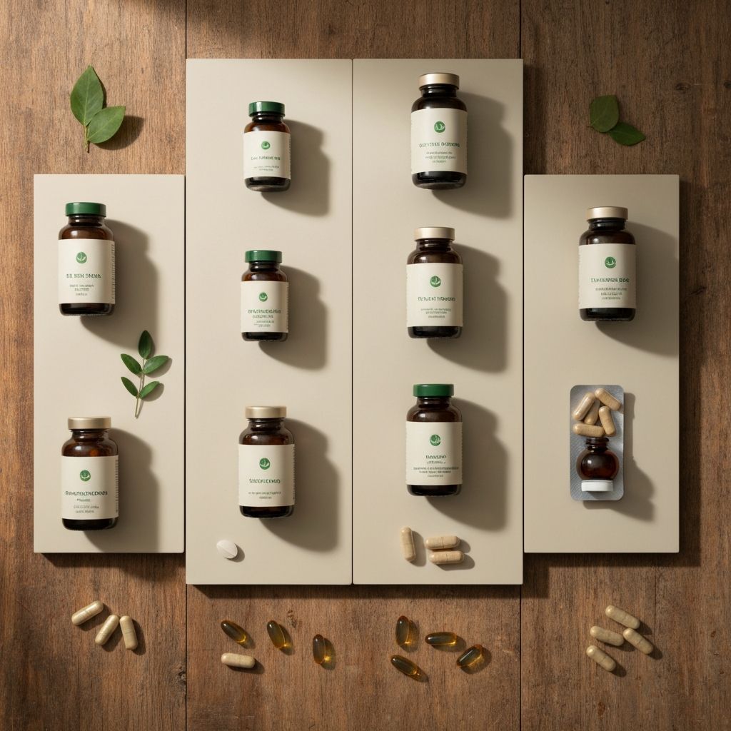 Berbagai suplemen makanan dan vitamin dalam kemasan